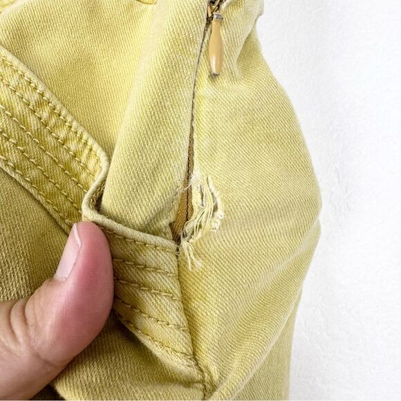 Anthropologie Hi-Rise Boardwalk Linen Blend Side Button Shorts In Mustard Size 4 - Picture 7 of 12